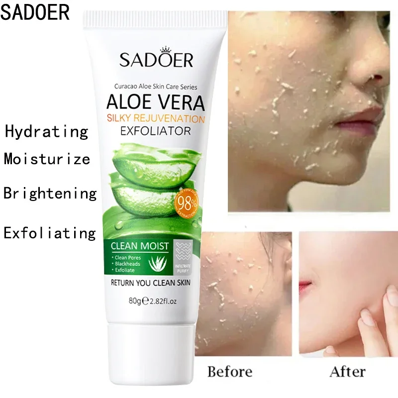 

Face Exfoliating Gel Aloe Vera Facial Exfoliating Scrub Cleanses Whitening Acne Blackhead Treatment Shrink Pores Skin Care 80g