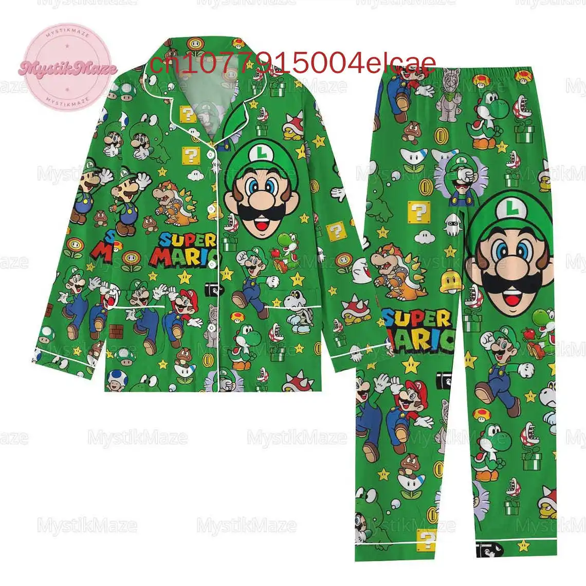 2024 New Super Mario Pajama Set 3D Printed Casual Men's and Women's Long Sleeve Shirt Pajama Set 5