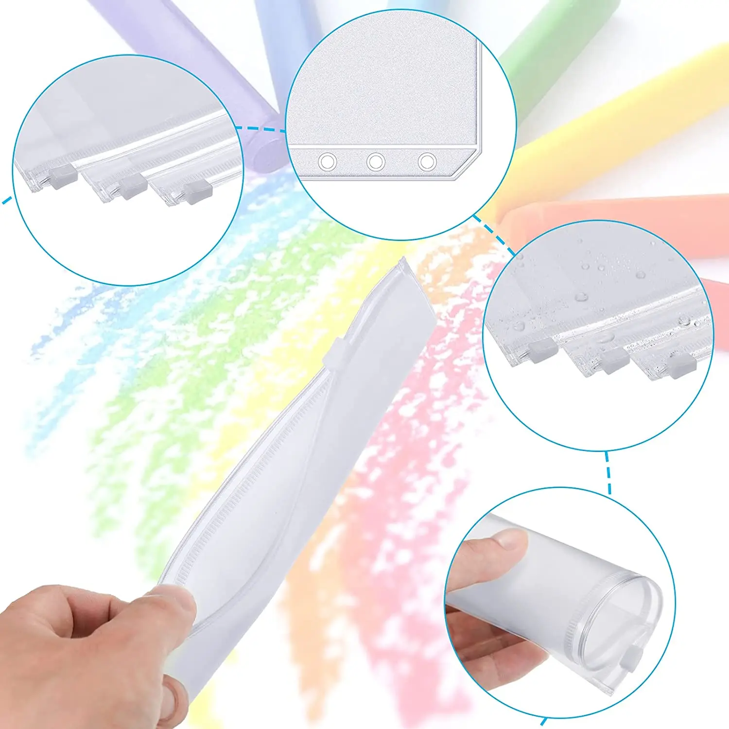 Waterproof A6 Binder Zipper Pockets - PVC Budget Envelopes for Notebooks and Planners