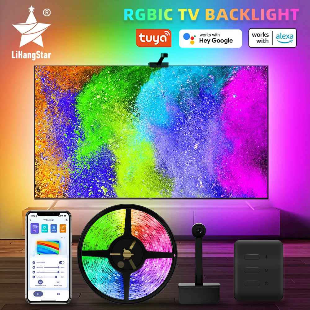 Rgbic Led Light Strip Camera Tv Scherm Synchronisatie Wifi App Muziek