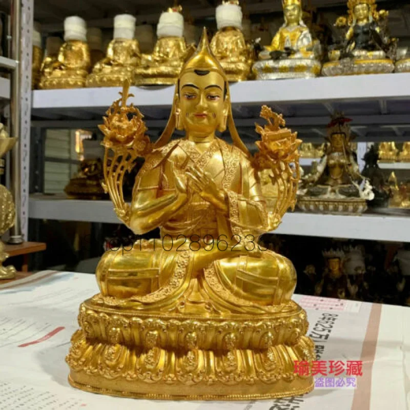 

12 "30cm Tibet Temple Bronze Gilt Budapest Zongkaba I Tsongkhapa Statues