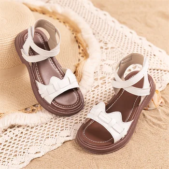 아름다운 여아용 여름 공주 샌들, 부드럽고 패셔너블한 어린이 샌들, 귀엽고 우아한 학생 플랫 할로우 편안한 워킹화