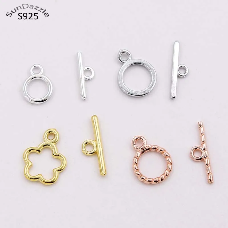 

Genuine Real Pure Solid 925 Sterling Silver OT Clasps Buckle Connector 18k Gold Clasp DIY Jewelry Making Findings