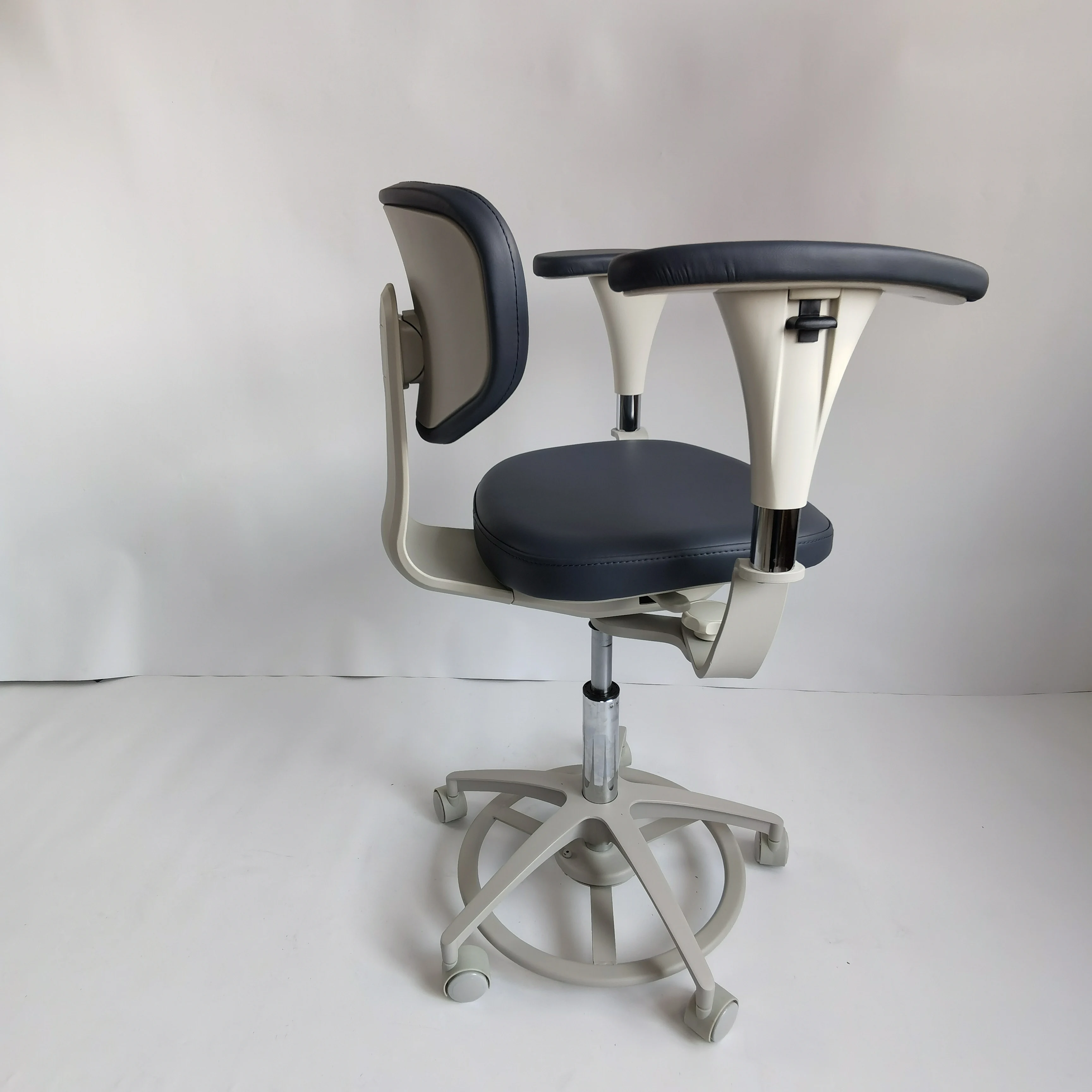 Medical Dental Saddle Assistant Chair Stool With Rotatable Armrest And Ergonomic Back Support For Dentist Microscope Operator