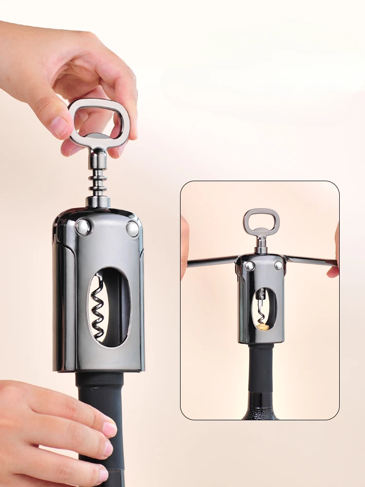 Zinc Alloy Thickening Wine Bottle Opener Multi-functional Household Kitchen Gadgets Commercial Wine Bottle Opener with Handle