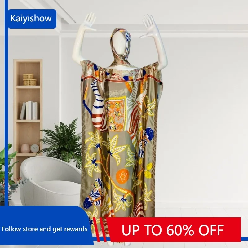 

2023 Summer Print Short Sleeve Maxi Dress Muslim Abaya Women Hijab Scarf Kaftan African Dashiki Beach Cover Up Caftan Gown Boho