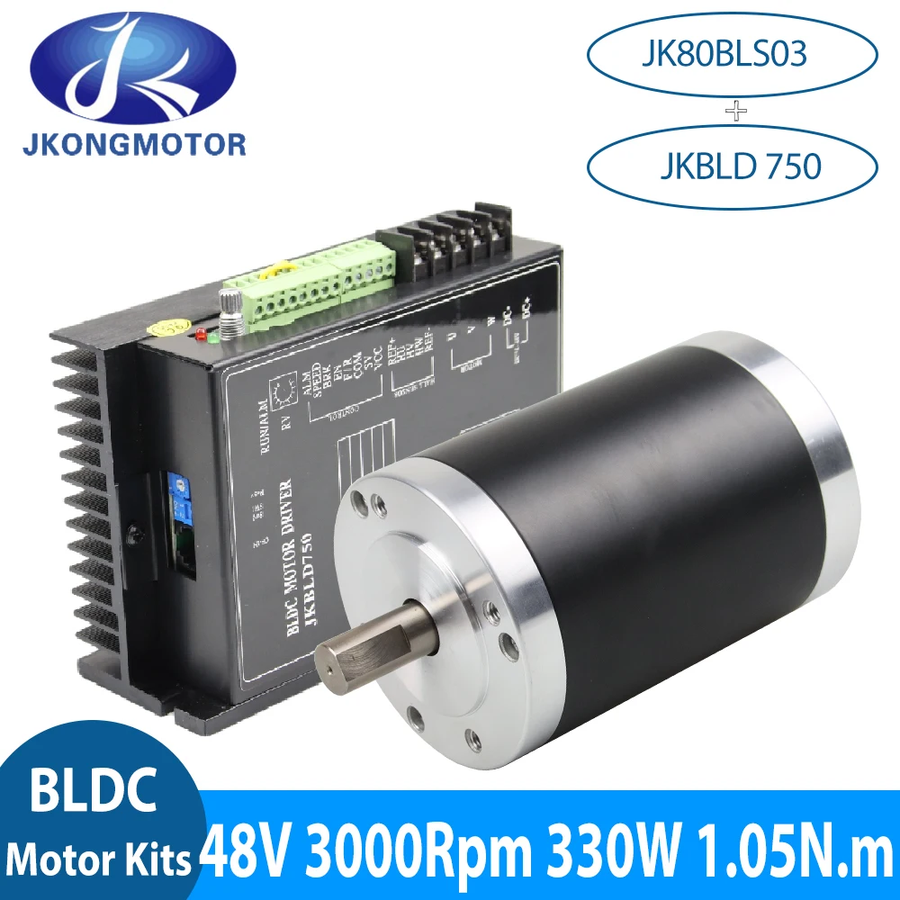 Jkongmotor 80BLS03 3000 об/мин 48В 4-полюсный 1,05n. m 8A 330 Вт 80 мм бесщеточный двигатель постоянного тока с драйвером JKBLD750 L = 118 мм Bldc моторные наборы