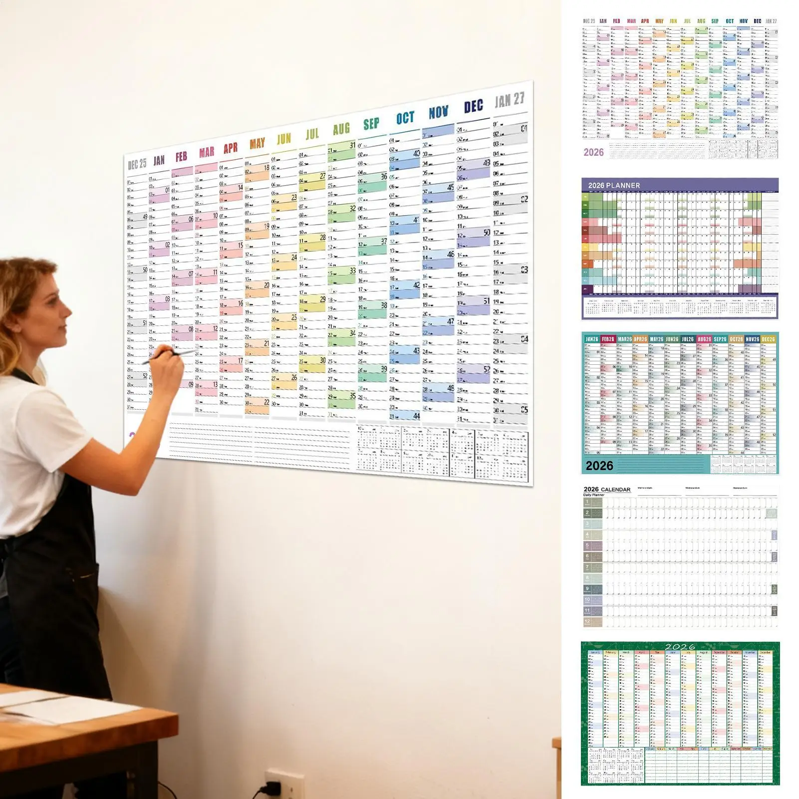 Calendario da Parete 2026, Pianificatore Annuale, Lista delle Cose da Fare, Calendario con Orari, Foglio Pianificatore, Blocco Note, Agenda Organizzatore - immagine 2