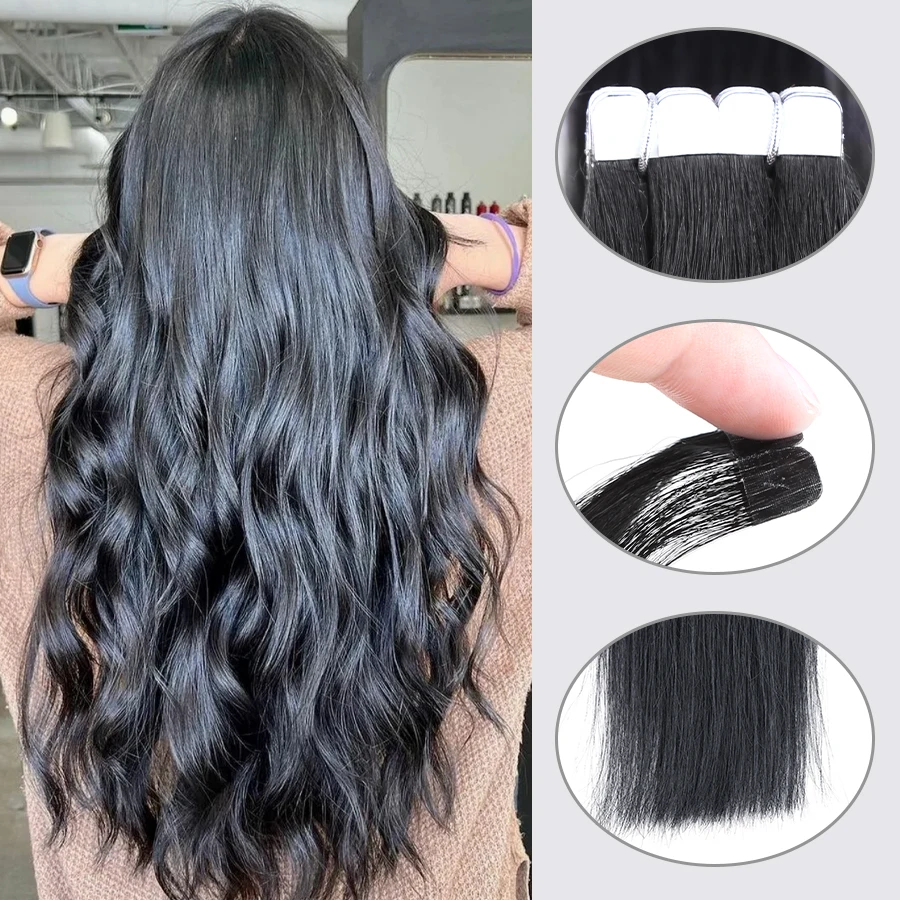 Tape In Human Hair Extensions Black Blonde Non-Remy Seamless European Skin Weft Soft Natural Extensions 10pcs human hair extensions hair extensions