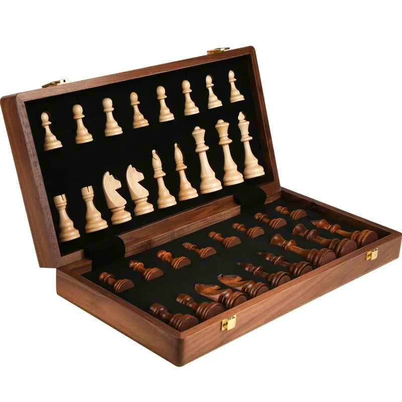 Chess Set Top Grade Wooden Folding Big Traditional Classic Handwork Solid Wood Pieces Walnut Chessboard Children Gift Board Game board game,wooden chess,foldable chess board,folding chess board,chess pieces and board,chess pieces