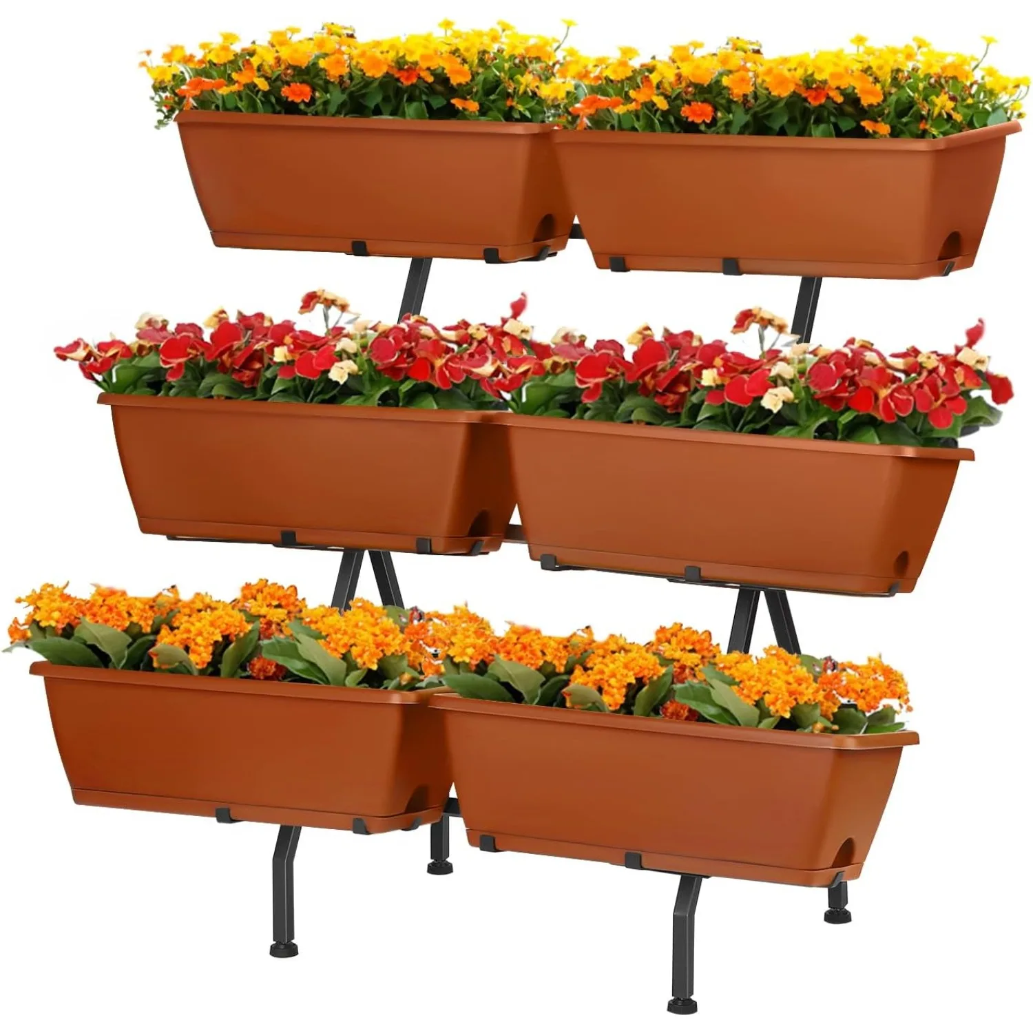 Adjustable Raised Garden Bed - 3-Tier Vertical Planter with 6 Boxes