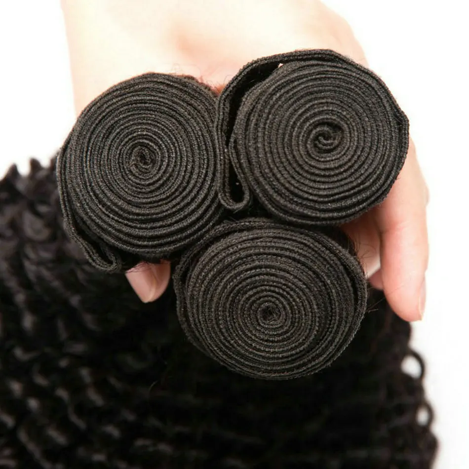 Kinky Curly Human Hair Bundles Indian Hair Curly Weave Extensions 10-30 Inch Double Machine Weft Kinky Bundles Remy