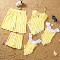 Mother and Daughter Matching Clothes Swimsuit 2025 New Family Matching Swimwear Ruffles One-Piece Suit Swimming Shorts Beachwear 1