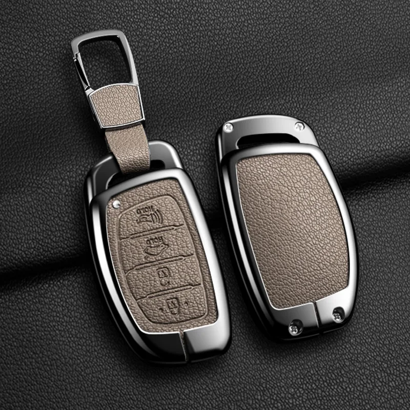 Zink-legierung Leder Auto Schlüssel Fall Abdeckung Für Hyundai Tucson Santa Fe Rena Sonata Elantra Creta Ix35 Ix45 I10 i30 I40 Zubehör – Detail 18