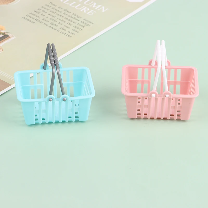 2Pcs Dollhouse Mini Shopping Hand Baskets Model Dollhouse Supermarket Basket For Grocery Toy Pretend Play