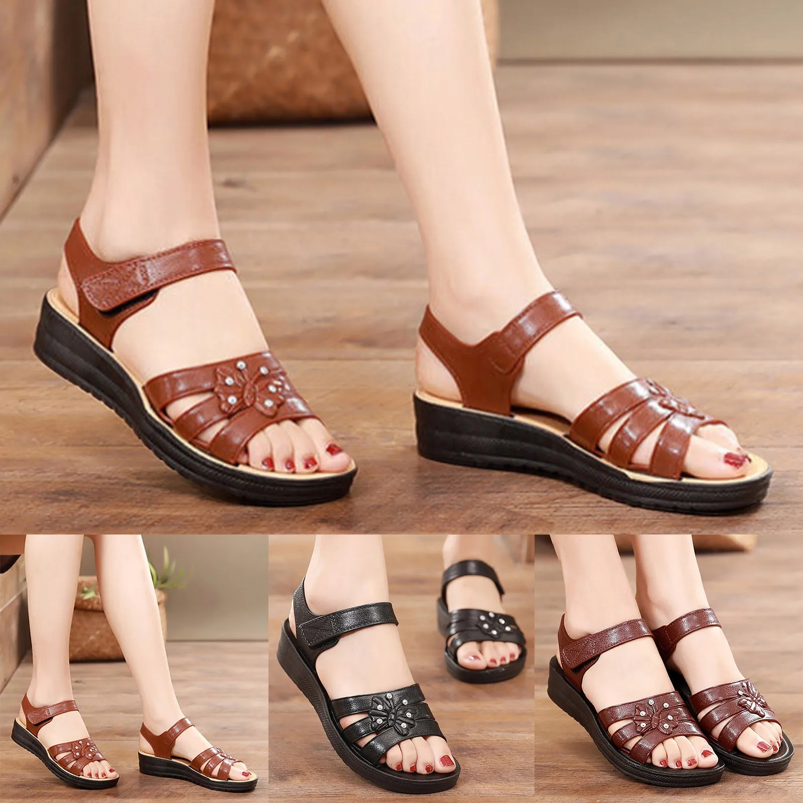 Luxury Women'S Shoes Bohemian Style And Comfortable Ladies Shoes Fashion Go Hiking Non Slip Outdoor Shoes صنادل بكعب