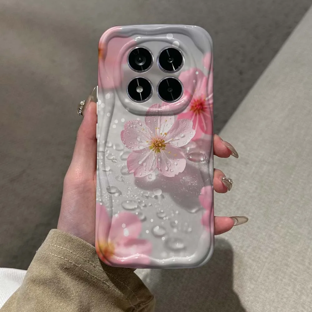 Artistic Pink Cherry Blossom Wave Oil Phone Case Cover