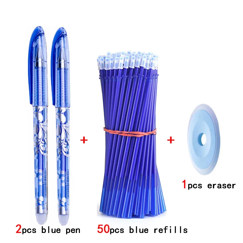 53 Pieces/Set Of Erasable Pens Friction Heat  Neutral Wear-Resistant Easy Cartridges 0.5mm Friction Easy To Wipe Black And Blue for mspa filters mspa fd2089 k808 mdp66 camaro blue sea elegance hot tub spa cartridges retail wholesale available filter