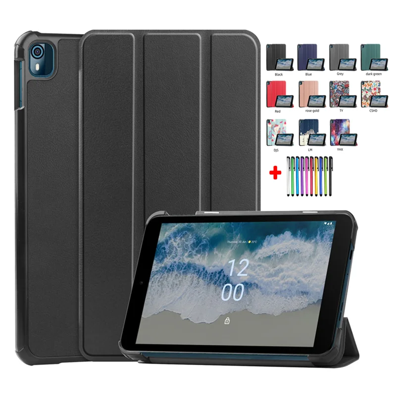 Tablette pour Nokia T10 étui 8.0 pouces en cuir PU Coque rigide pour Nokia T10 2022 housse 8 "Coque antichoc Caqa Etui + stylo_voghion.com
