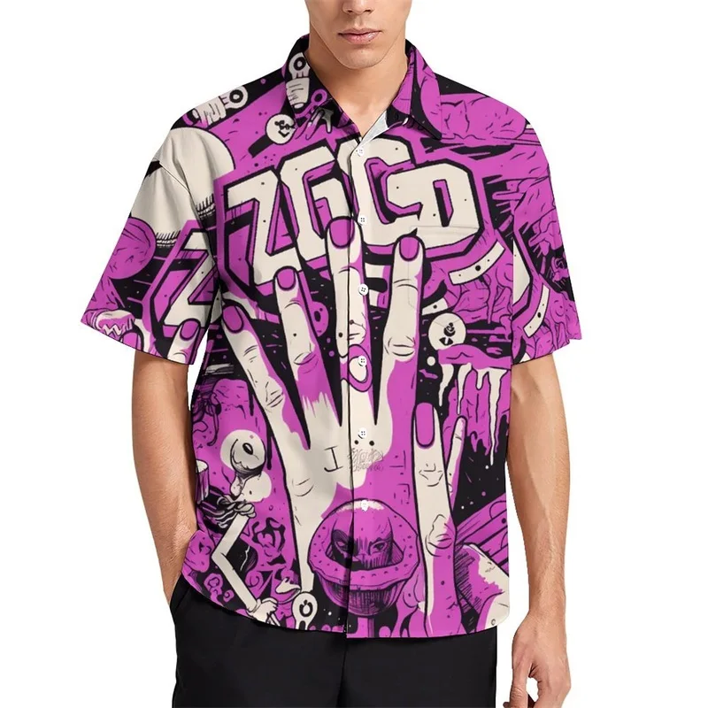 Camisa hawaiana divertida para playa para hombre, camisas con botones y estampado 3D de grafiti abstracto, camisas de vacaciones de verano de manga corta