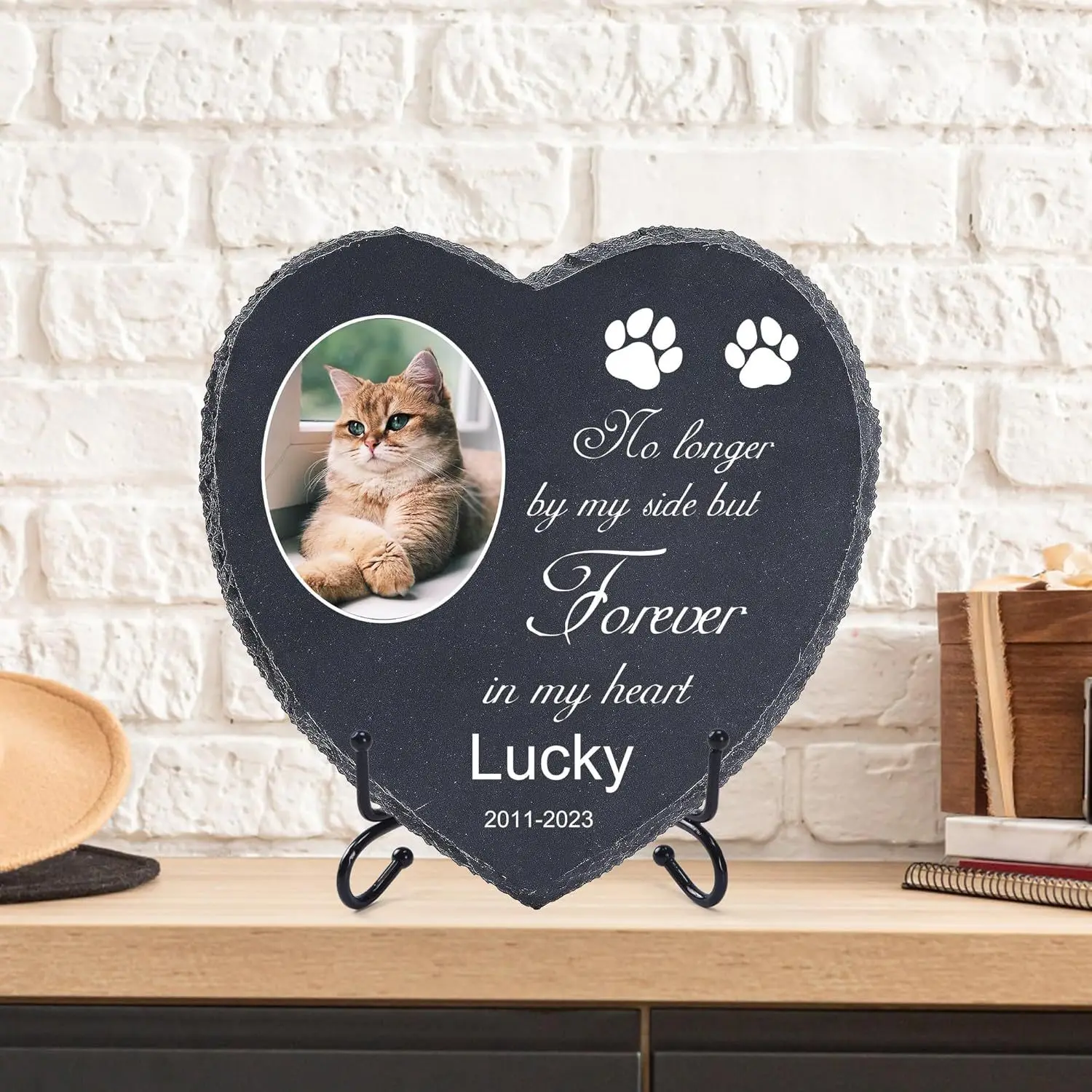 Personalized Pet Memorial Stone with Text Photo Name Printing Dog Grave Marker Plaque Garden Stone Slate Tombstone