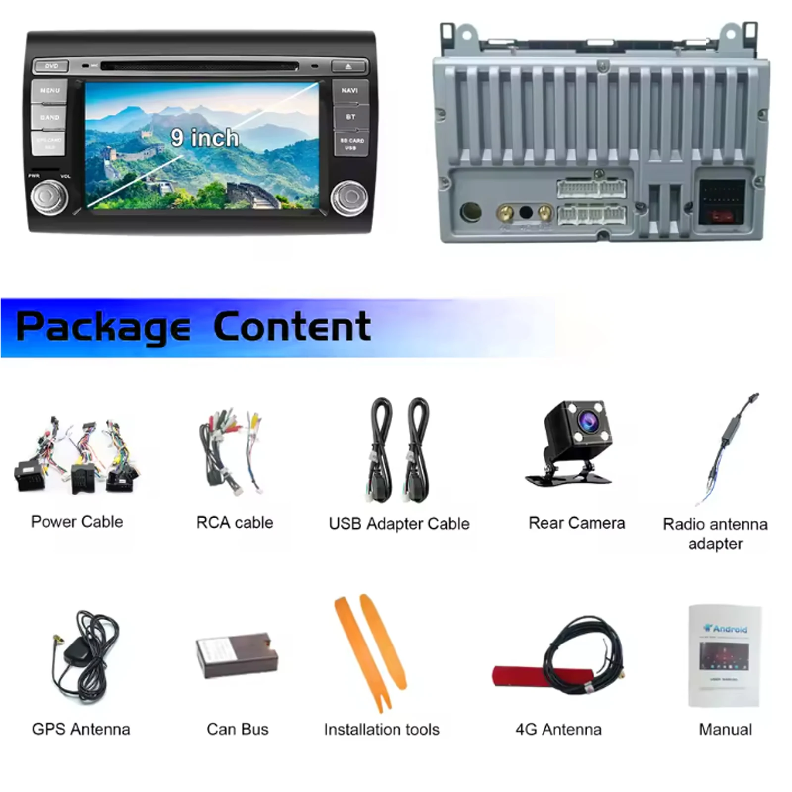 7"Android Car Radio For Fiat Bravo 2007-2014 Multimedia Player Supports 8”HD scr