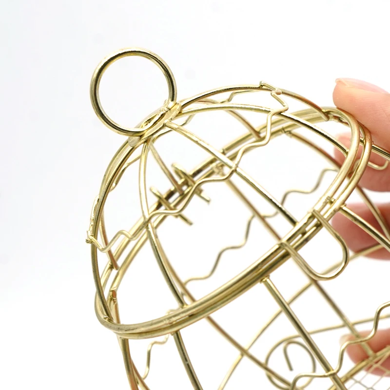 Title 5, 1pcs Mini Metal Gold Bird Cage Outdoor Hummingb...