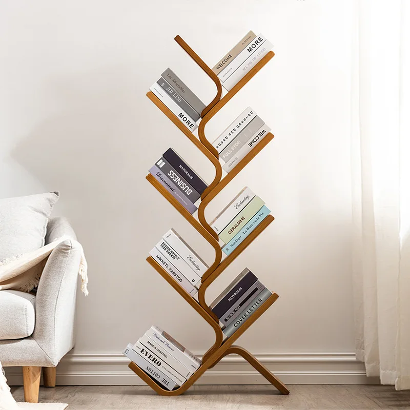 Tree Bookshelf, 8 Tier Space Saving Corner Bookcase, Holds Books, CDs