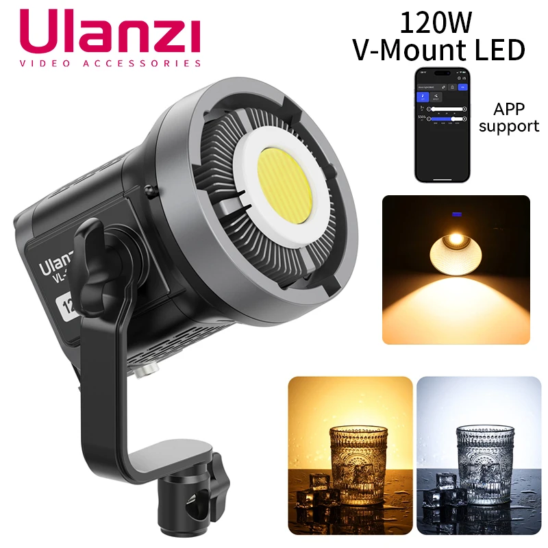 Ulanzi 120W COB Photography Fill Light Bi-Color/RGB Version V Mount Battery DC Input 2700K-6500K with Bowens APP Remote Control