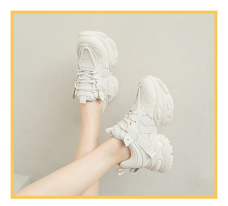 Thick Sole Sports Casual Shoes 2023 Autumn European Genuine Leather Women's Trendy New Tall Little Man Matsuke Dad Shoes