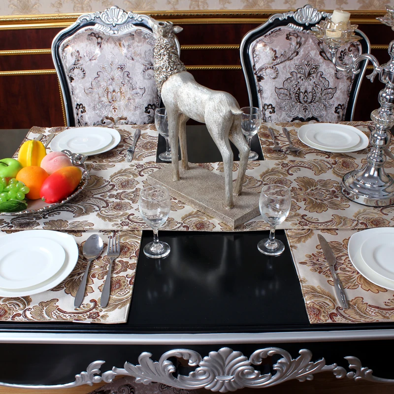 Luxury Table Runner Thick Traditional Jacquard Table Runners Multi-Tassels for Dining Room Damask Dresser Party Banquet Decor