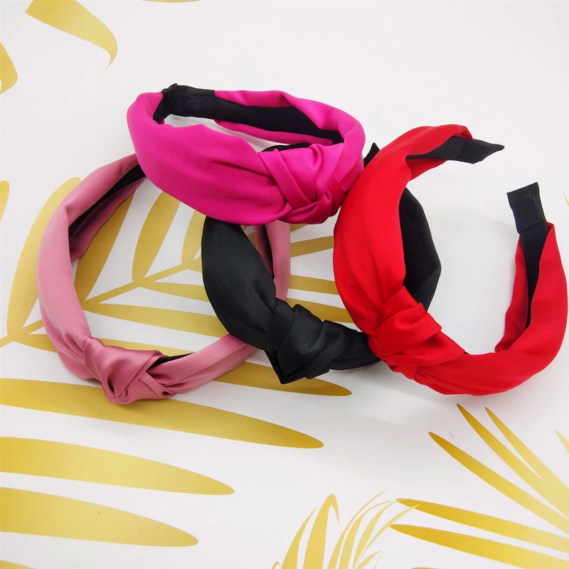 Fashion Top Knot Satin Headbands Wide Fabric Makeup Hairbands for Women Girls Ladies Washing Hair Hoops Bezel Hair Accessories head wrap for women