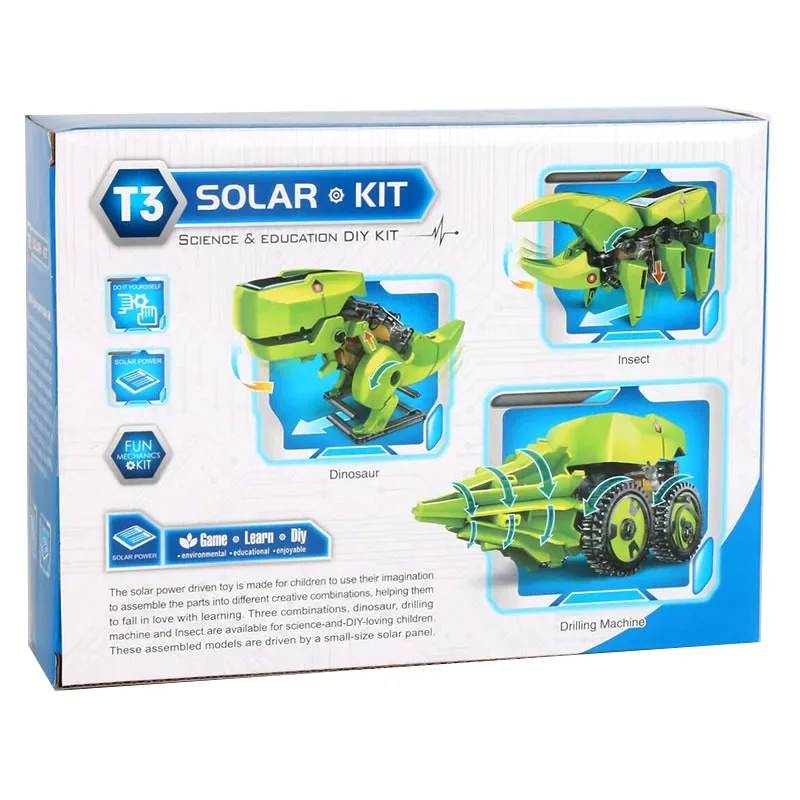 Alimentato Da Stelo Solare, Giocattoli Educativi, Robot Solare Energia 3 In 1 Kit Scientifici Dinosauri Fai-Da-Te Per Regali Per Bambini
