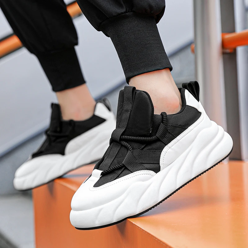 New Trend Thick Sole Bread Shoes Men Casual Shoes Non-Slip Running Platform Sport Shoes Comfortable Student Board Shoes Sneakers 6