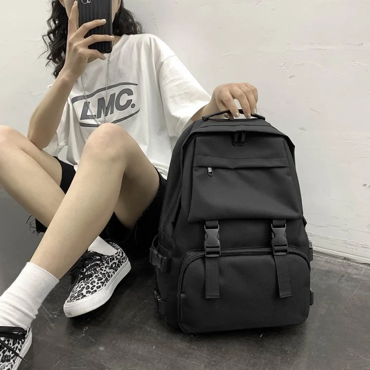 

New men's simple fashion cool backpack leisure large capacity travel female student schoolbag Harajuku work clothes Backpack