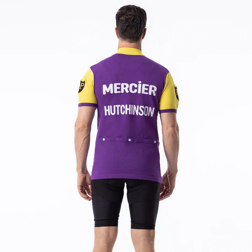 Maillot Cycliste Vintage Gan Mercier Hutchinson Années 70 - Acrylique Bleu/blanc - Taille S