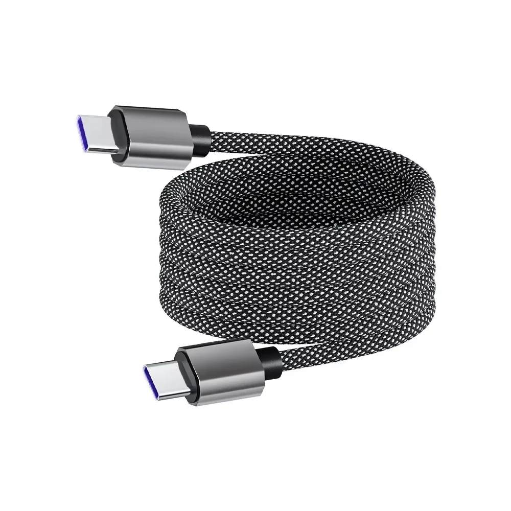 65W Magnetic USB-C to USB-C Fast Charging Braided Cable with Anti-Winding Design
