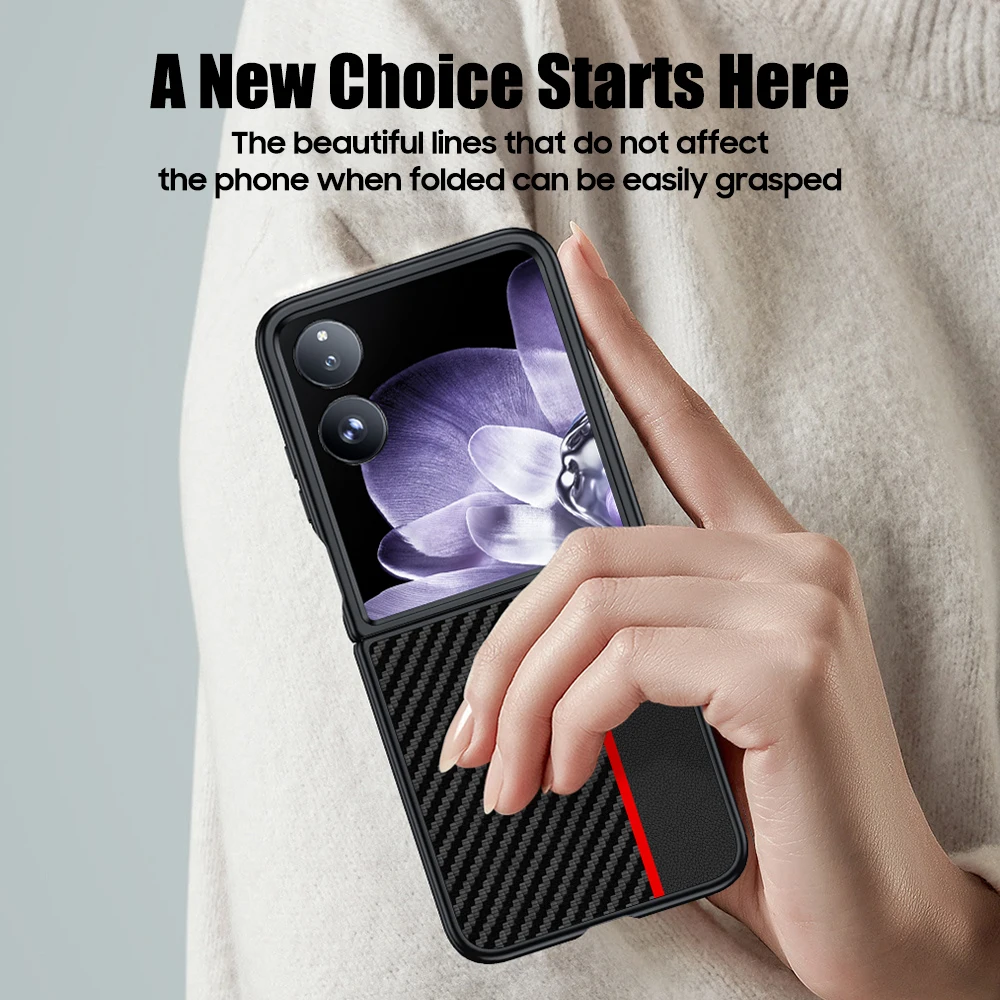 Carbon Fiber Pattern Anti-Fall Ultra-Thin Leather Flip Phone Case