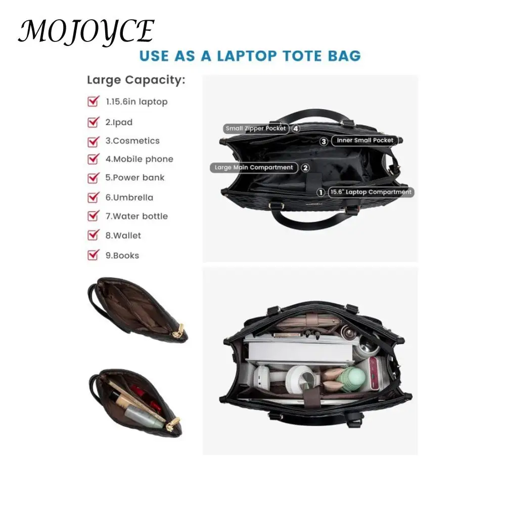 2-in-1 Lunch Tote Bag 15.6 inch Laptop Bag with Insulated Lunch Compartment Multipurpose Large Capacity Shoulder for Office