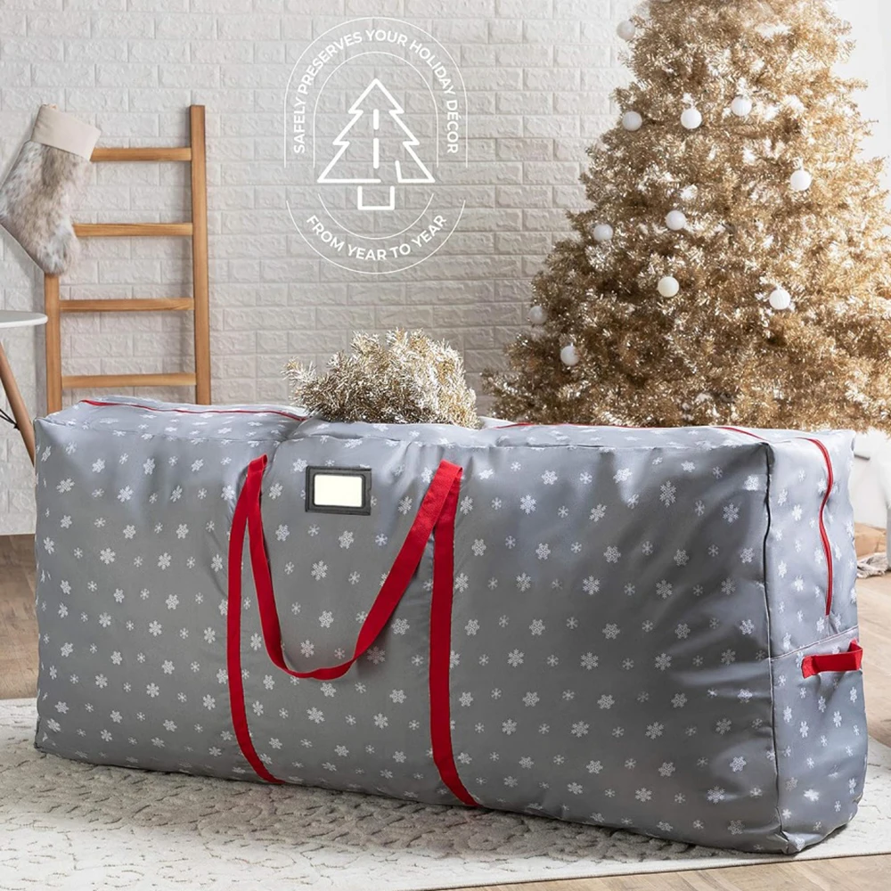 Sac De Rangement Pour Sapin De Noël - 2 Tailles (127cm Ou 152cm) - Tissu Oxford Avec Fermeture éclair Et Poignées Renforcées - 5