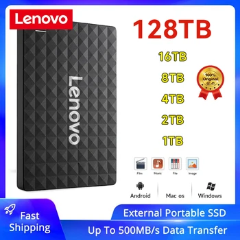 레노버 휴대용 SSD 모바일 솔리드 스테이트 드라이브, 고속 외장 스토리지, 노트북용 C타입 USB 3.0 인터페이스 결정, 16TB, 2TB