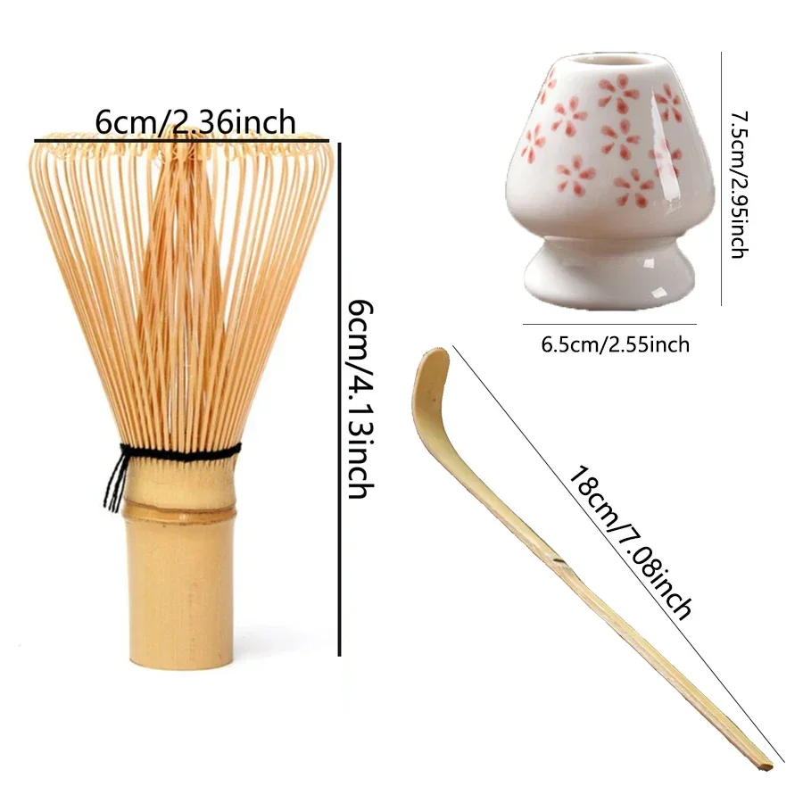 3pcs/set Tea Brush Matcha Stirring Brush Tea Stand Japanese Ordering Tools 3pcs Spoon Holder