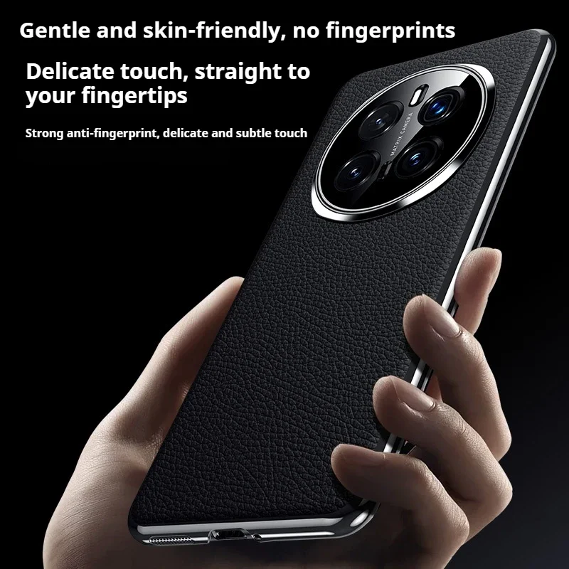Luxury Leather Phone Case with Full Camera Lens Protection and Hard Plating Back Cover