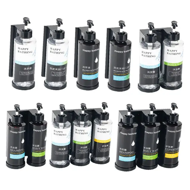 เครื่องจ่ายสบู่เหลวแบบปั๊มติดผนังพร้อมฉลากกันน้ำที่ใส่แชมพูสำหรับพื้นที่สาธารณะสำนักงานร้านอาหารห้องน้ำ 1