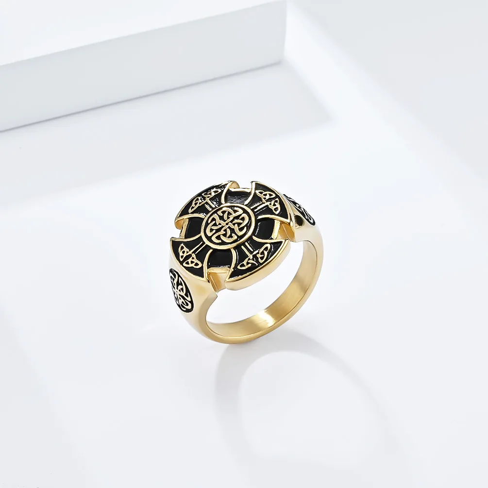 High Quality Northern Europe Black Retro Eternal Signet Viking Stainless Steel Men's Ring  Jewelry Gold 5