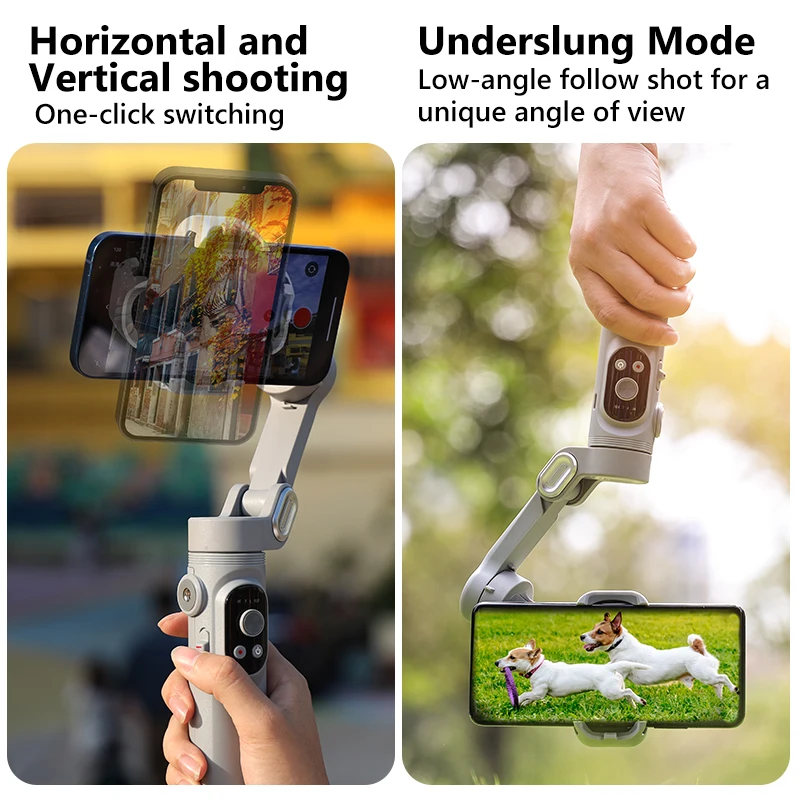 Handheld Gimbal Stabilizer AOCHUAN Smart X Pro 3-Axis Foldable Handheld Gimbal Stabilizer Fill Light Wireless Charging for Smart Phone Action Camera