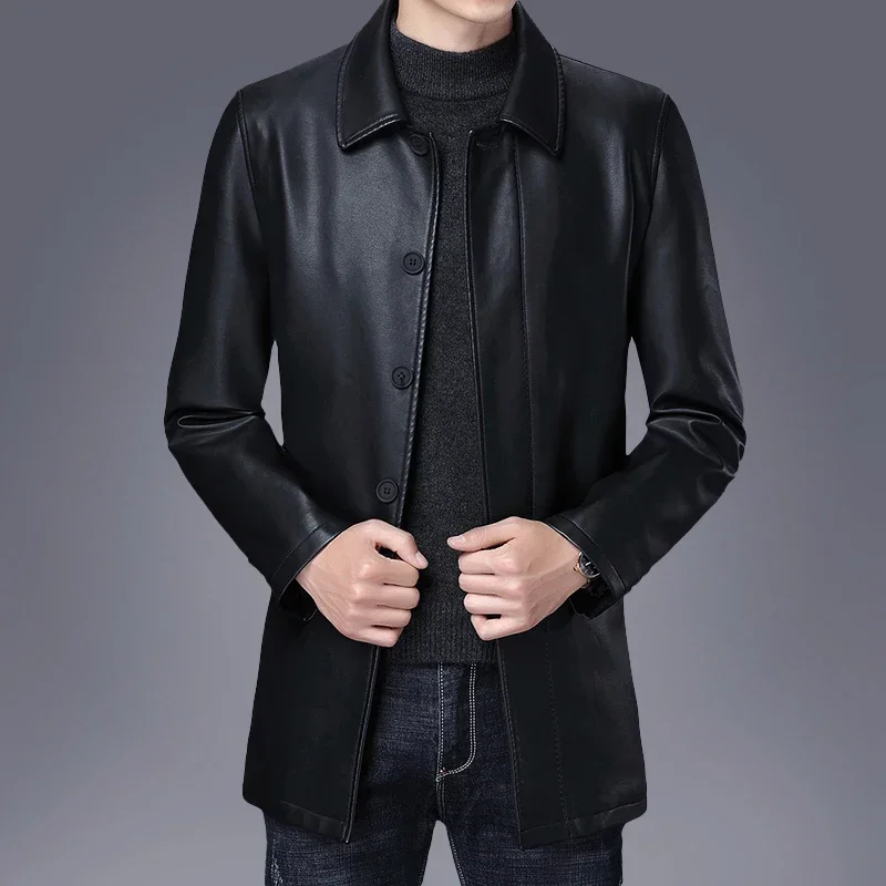 

Men's New Fashion Mid length Leather Fashion Jacket