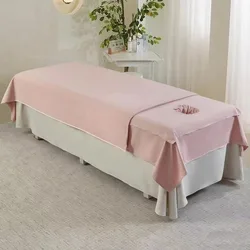 Luxurious Spa & Salon Bedding Set - Skin - Friendly Sheets with Head Towel, Quilt Cover, and Bed Sheet - 3pcs set (Pink)