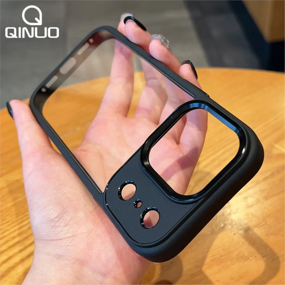 Luxury Metal Lens Frame Shockproof Transparent Acrylic Phone Case