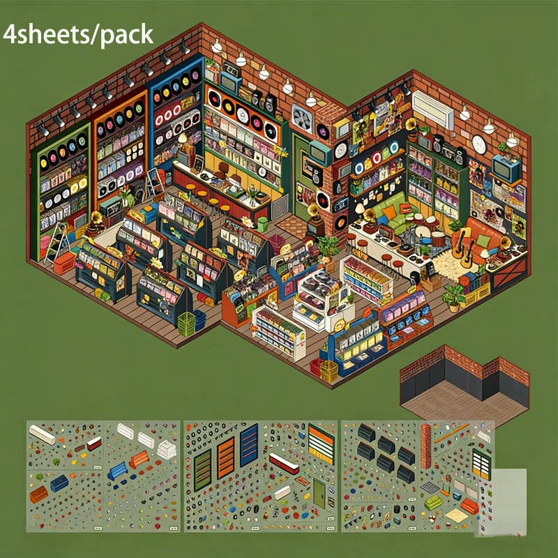 Mr. Paper Shop Management-Aufkleber, 4 Stück – 2.0, übergroßes 3D-Design, Aufbewahrung, Diorama-Tagebuch, kreative lustige Aufkleber, DIY-Scrapbooking – Detail 16